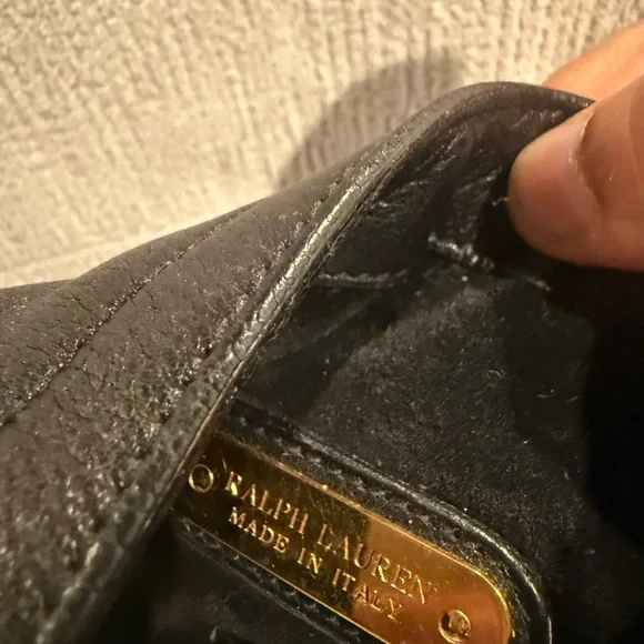 Ralph Lauren Black Leather Bag with Gold Accent - Picture 12 of 12